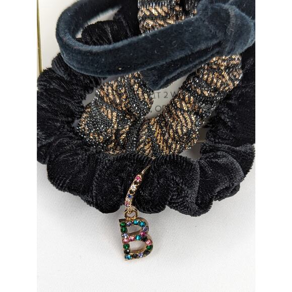 Initial B Charm with Scrunchies Ponytail Hair TIe Set - Picture 1 of 5